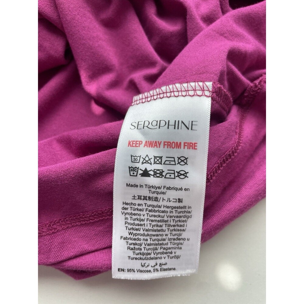 Seraphine Maternity Short Sleeve Knot Front Dress Fuchsia Pink Size 6 Stretch - Picture 5 of 7
